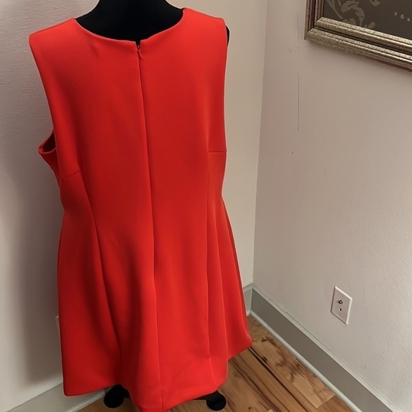 Calvin Klein coral sleeveless pleated‎ circular bottom midi dress Sz 18 W - Picture 3 of 10